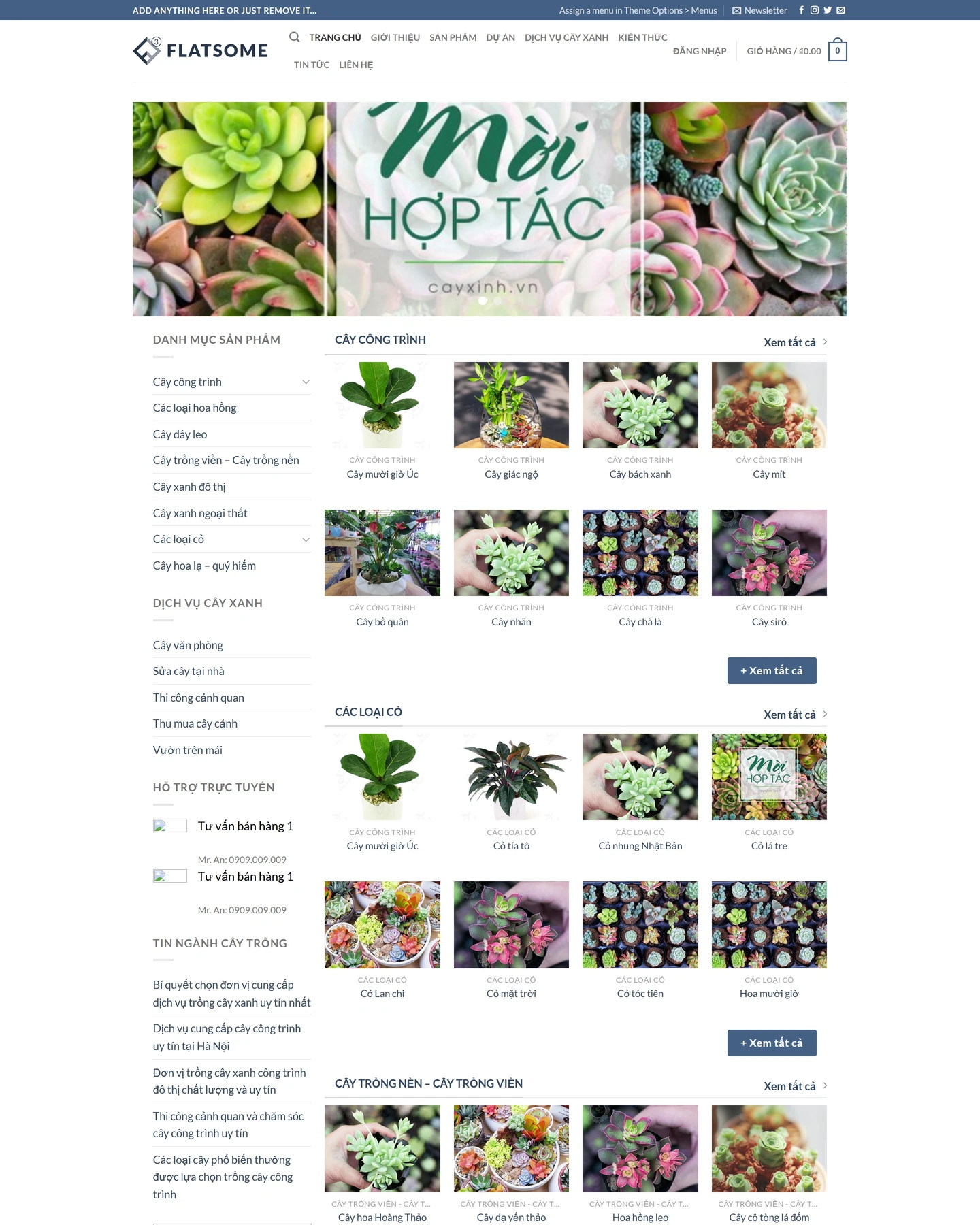 Mẫu website Cây xanh 3 cho lĩnh vực Bán hàng