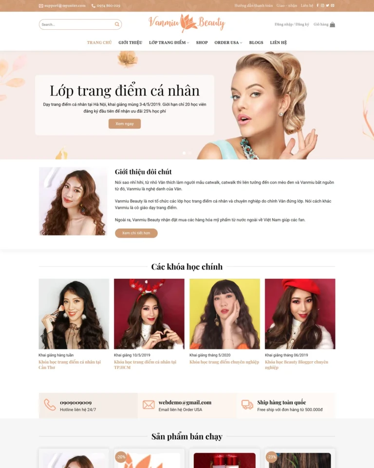 Mẫu website Dạy trang điểm