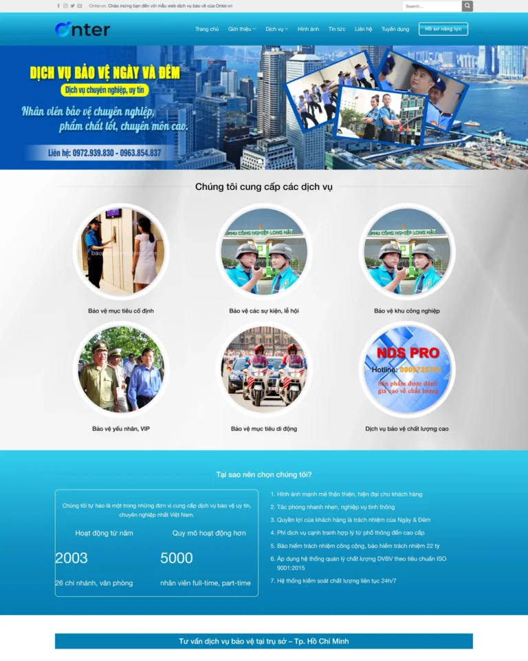 Mẫu website Mẫu website dịch vụ bảo vệ (Dịch vụ bảo vệ)