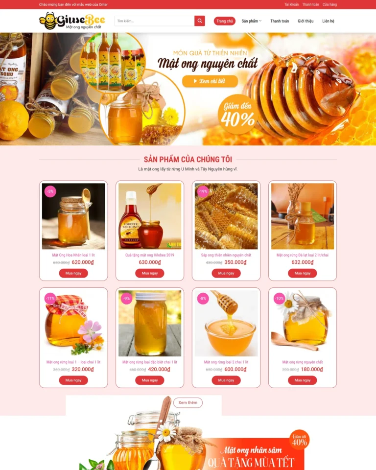 Mẫu website Mật ong 2