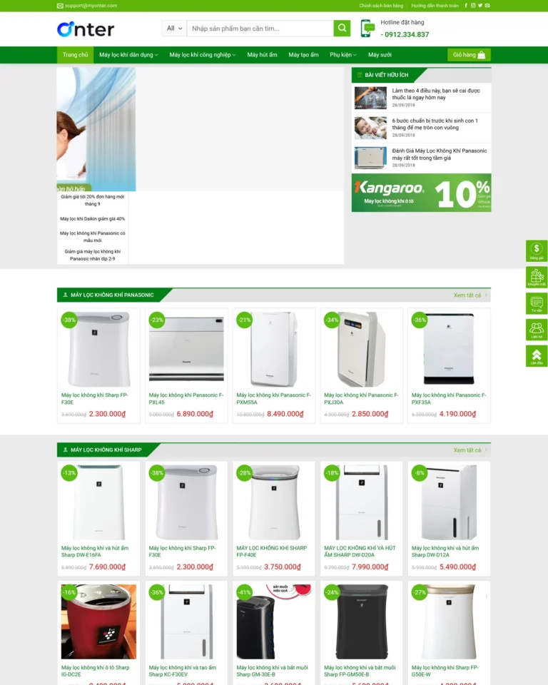 Mẫu website Máy lọc khí 2