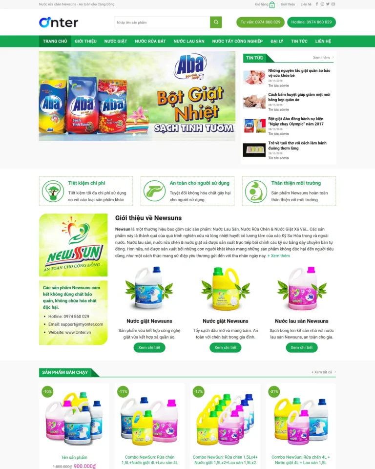 Mẫu website Nước giặt