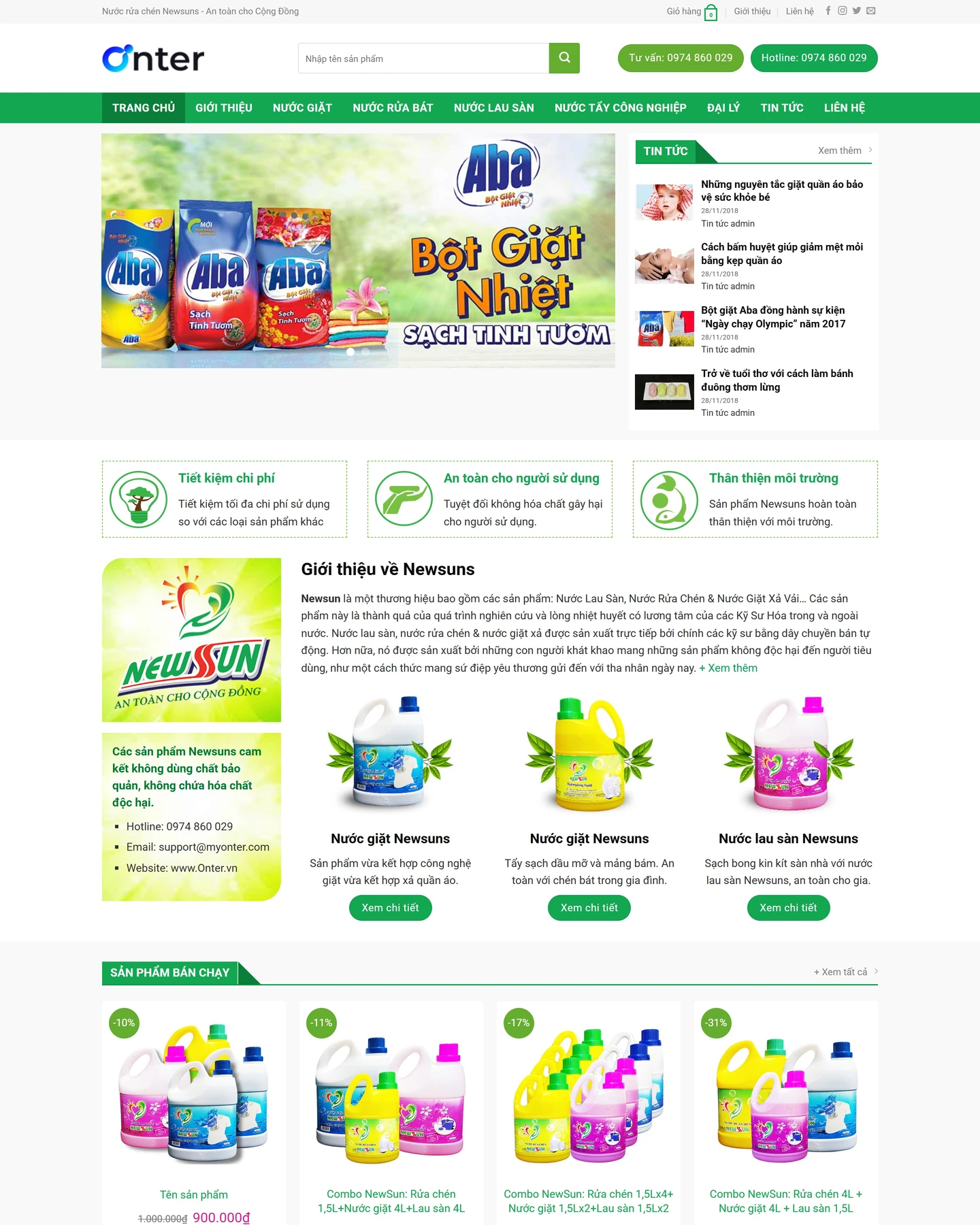 Ảnh xem trước mẫu website Nước giặt