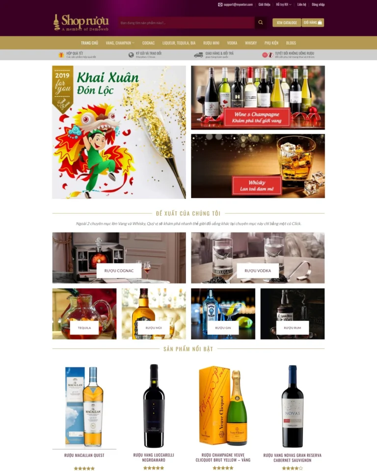 Mẫu website Shop rượu