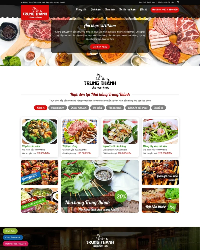 Mẫu website Nhà hàng