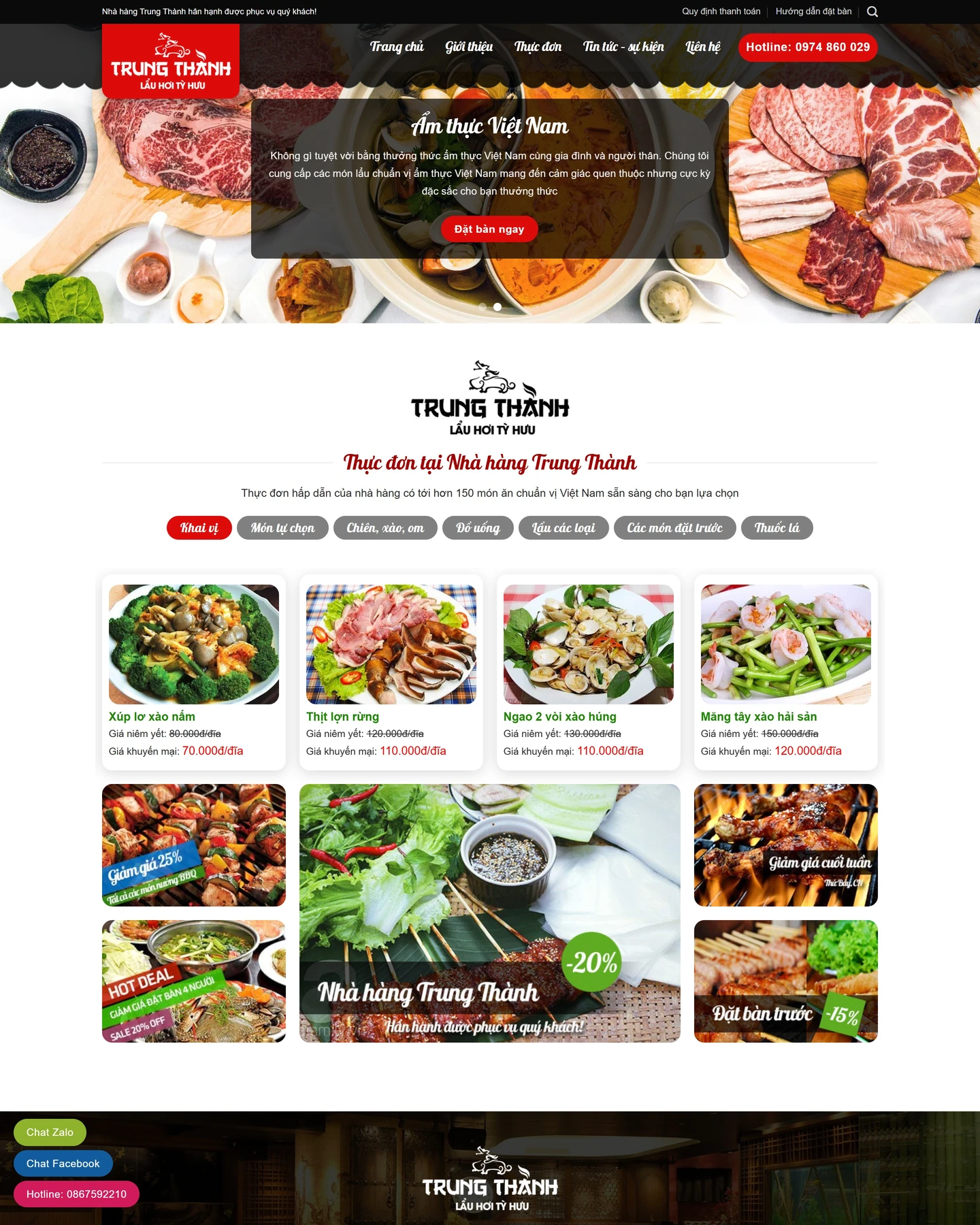 Ảnh xem trước mẫu website Nhà hàng