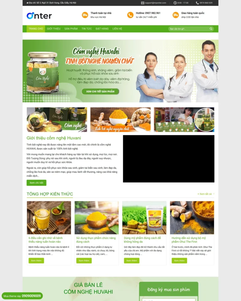 Mẫu website Tinh bột nghệ