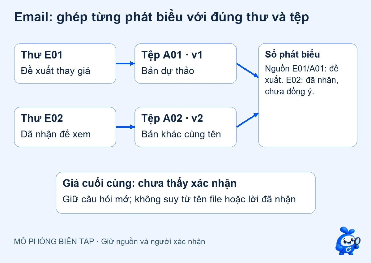 AI tóm tắt email: giữ nguồn từ thư đến tệp đính kèm