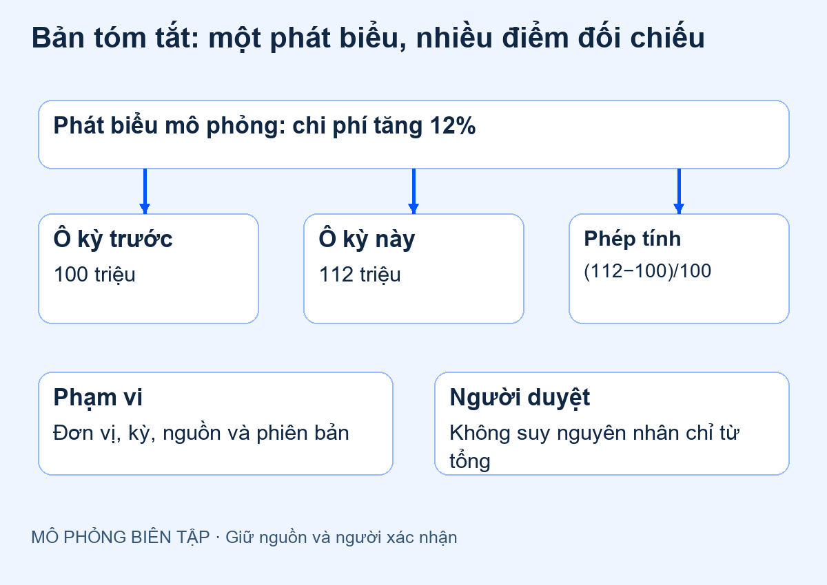 Thẻ phát biểu nối về ô nguồn và phép tính trong báo cáo mô phỏng