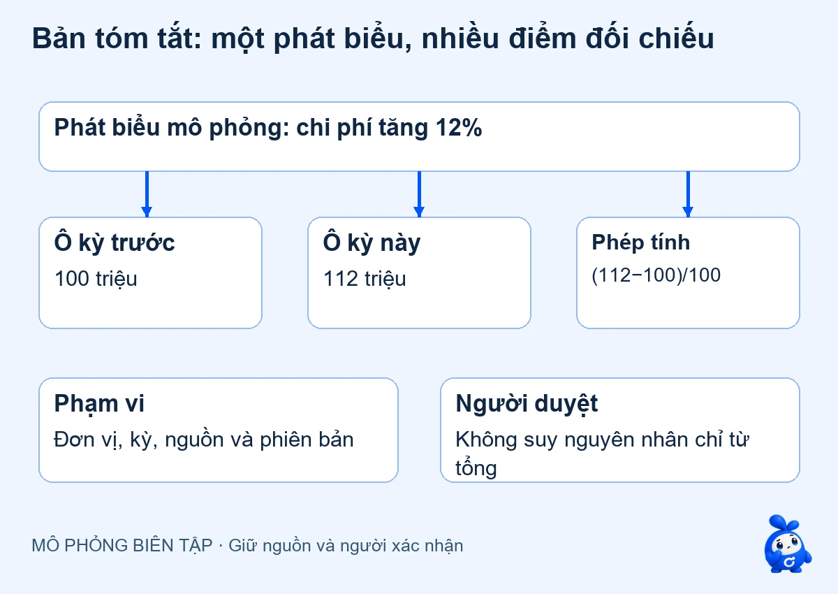 AI tóm tắt báo cáo: truy nguồn từng số liệu quan trọng