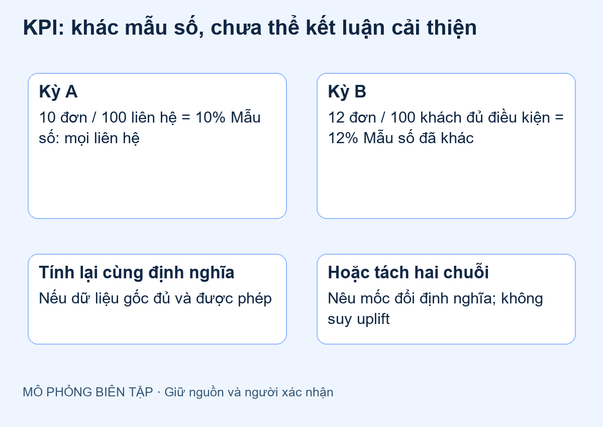 Hai tập khách khác nhau tạo mẫu số khác nhau trong tỷ lệ KPI