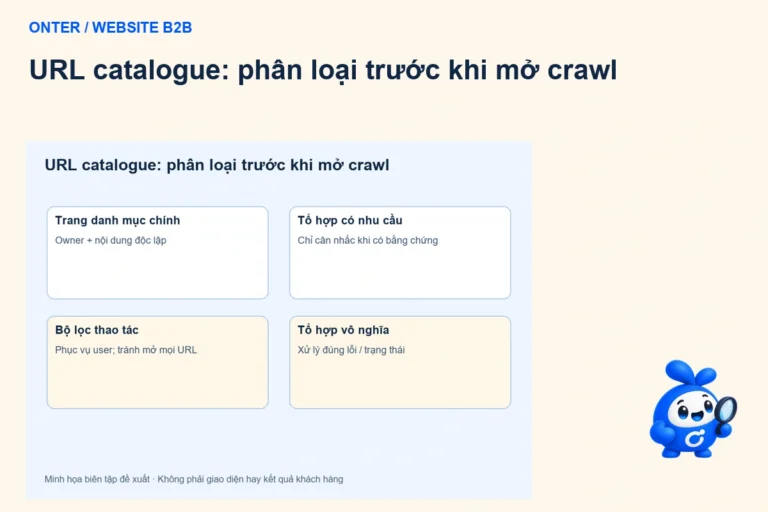 URL bộ lọc catalogue: chọn phần cần Google tìm thấy trước khi mở mọi tổ hợp