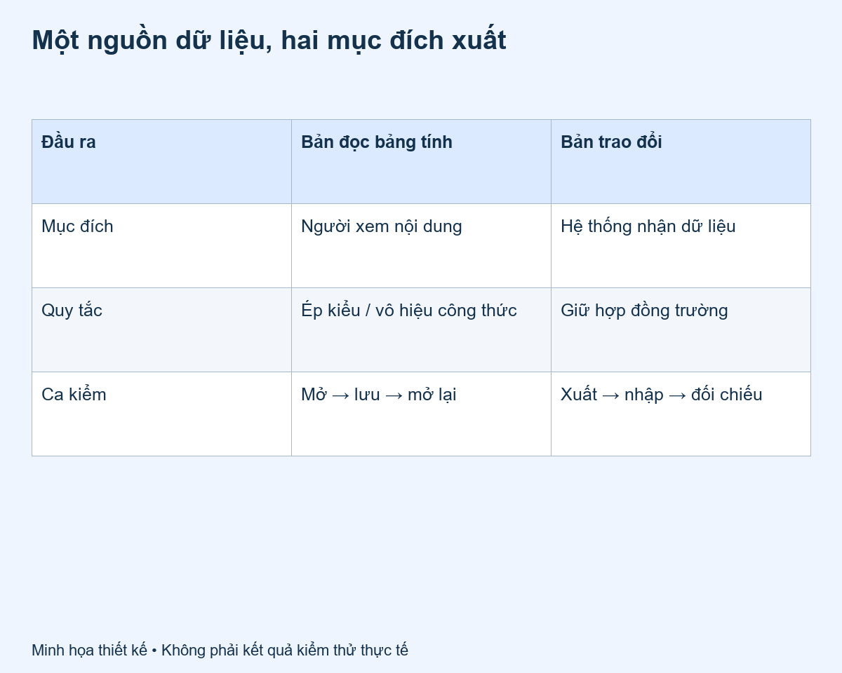 Một nguồn dữ liệu, hai mục đích xuất
