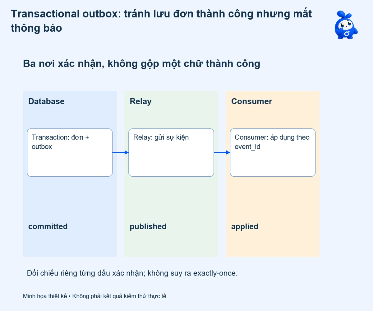 Transactional outbox: tránh lưu đơn thành công nhưng mất thông báo