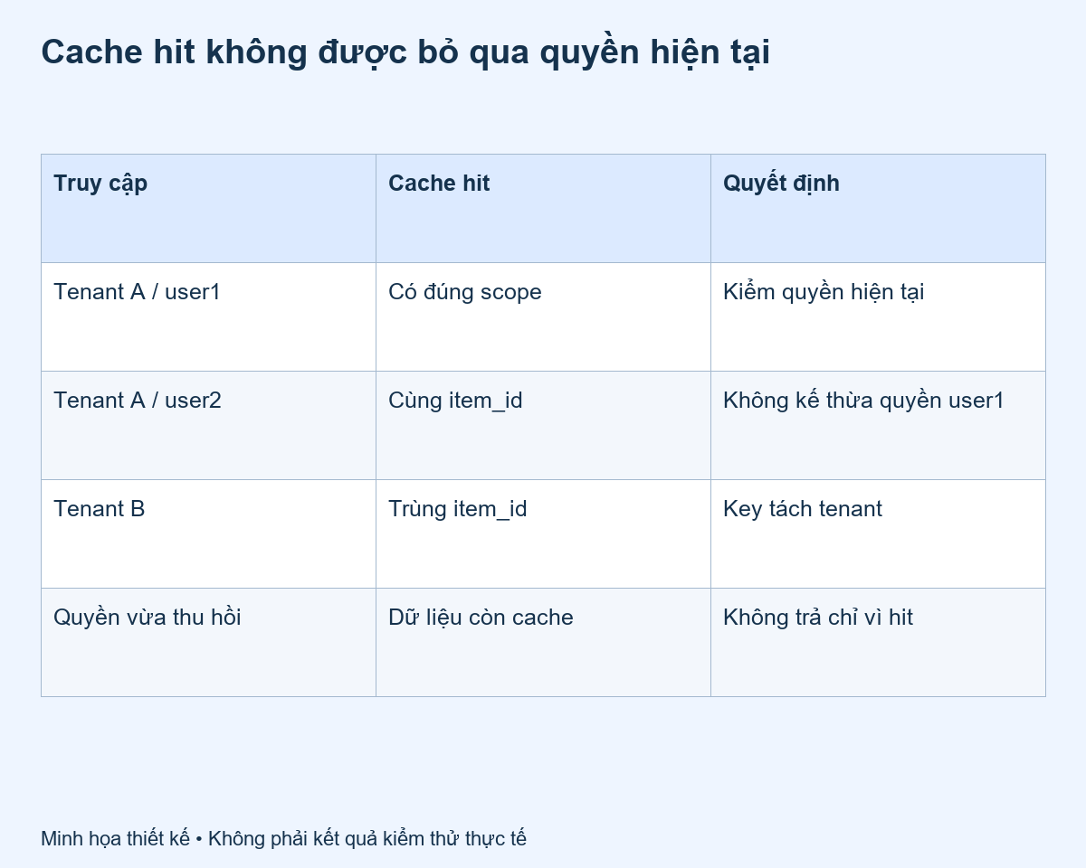 Cache hit không được bỏ qua quyền hiện tại