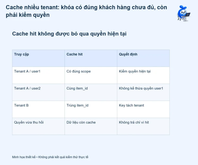 Cache nhiều tenant: khóa có đúng khách hàng chưa đủ, còn phải kiểm quyền