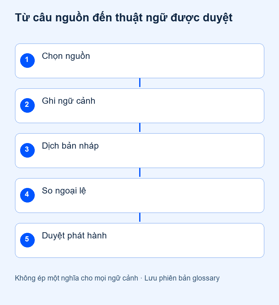 Từ câu nguồn đến thuật ngữ được duyệt