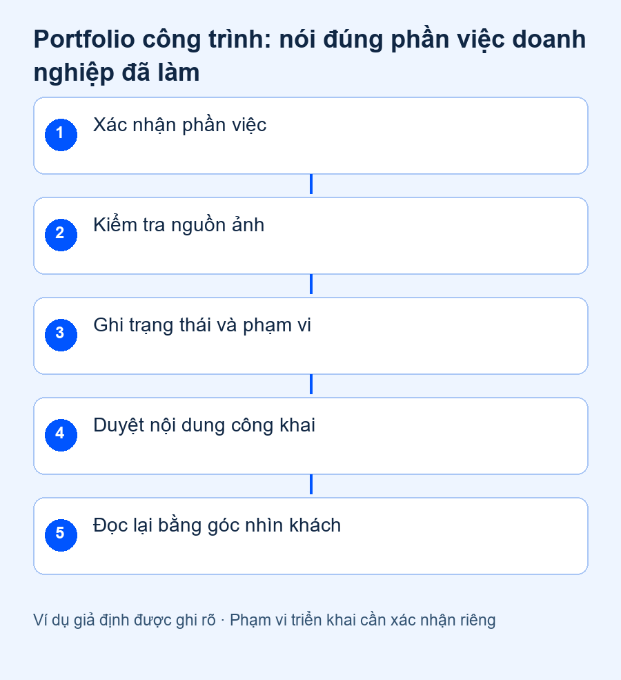 Portfolio công trình: nói đúng phần việc doanh nghiệp đã làm — quy trình đề xuất