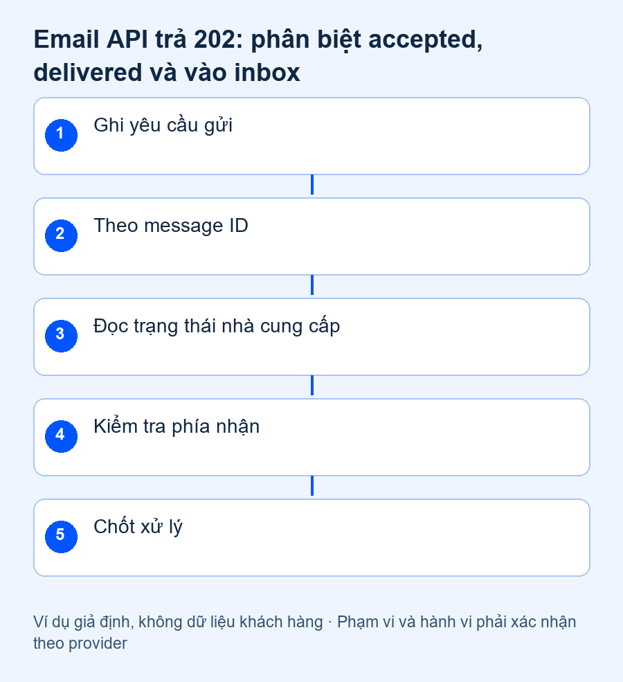 Email API trả 202: phân biệt accepted, delivered và vào inbox — quy trình nghiệm thu đề xuất