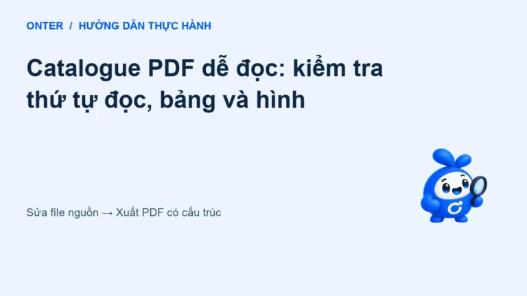 Catalogue PDF dễ đọc: kiểm tra thứ tự đọc, bảng và hình