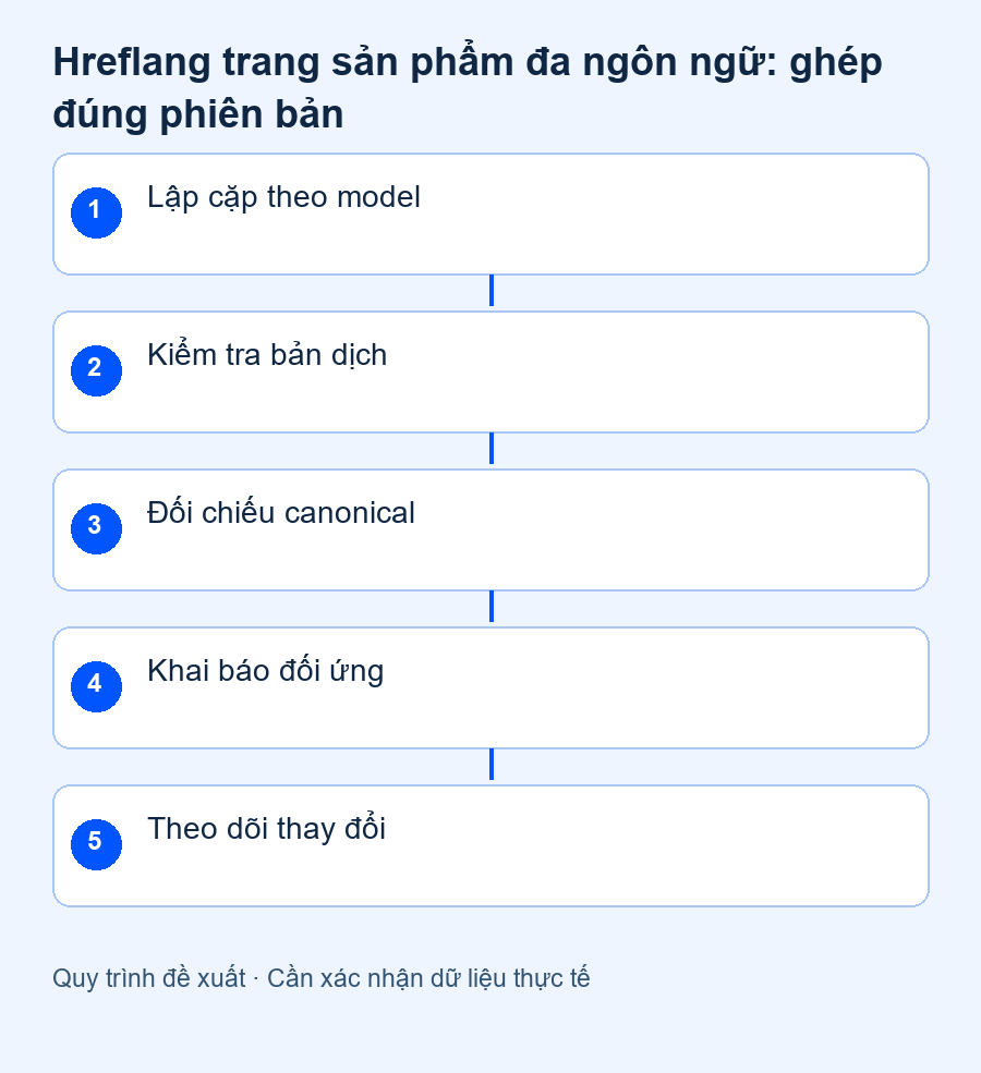 Hreflang trang sản phẩm đa ngôn ngữ: ghép đúng phiên bản — sơ đồ quy trình đề xuất