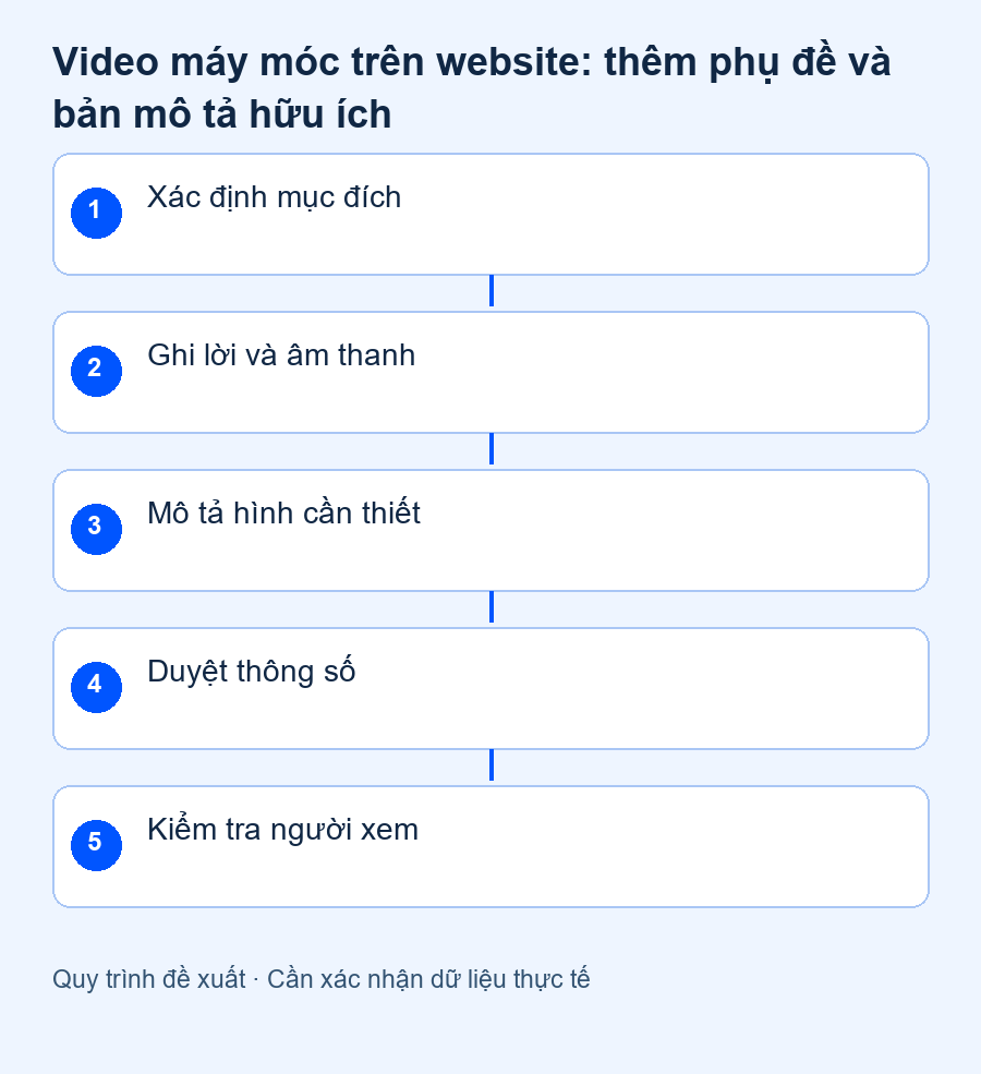 Video máy móc trên website: thêm phụ đề và bản mô tả hữu ích — sơ đồ quy trình đề xuất