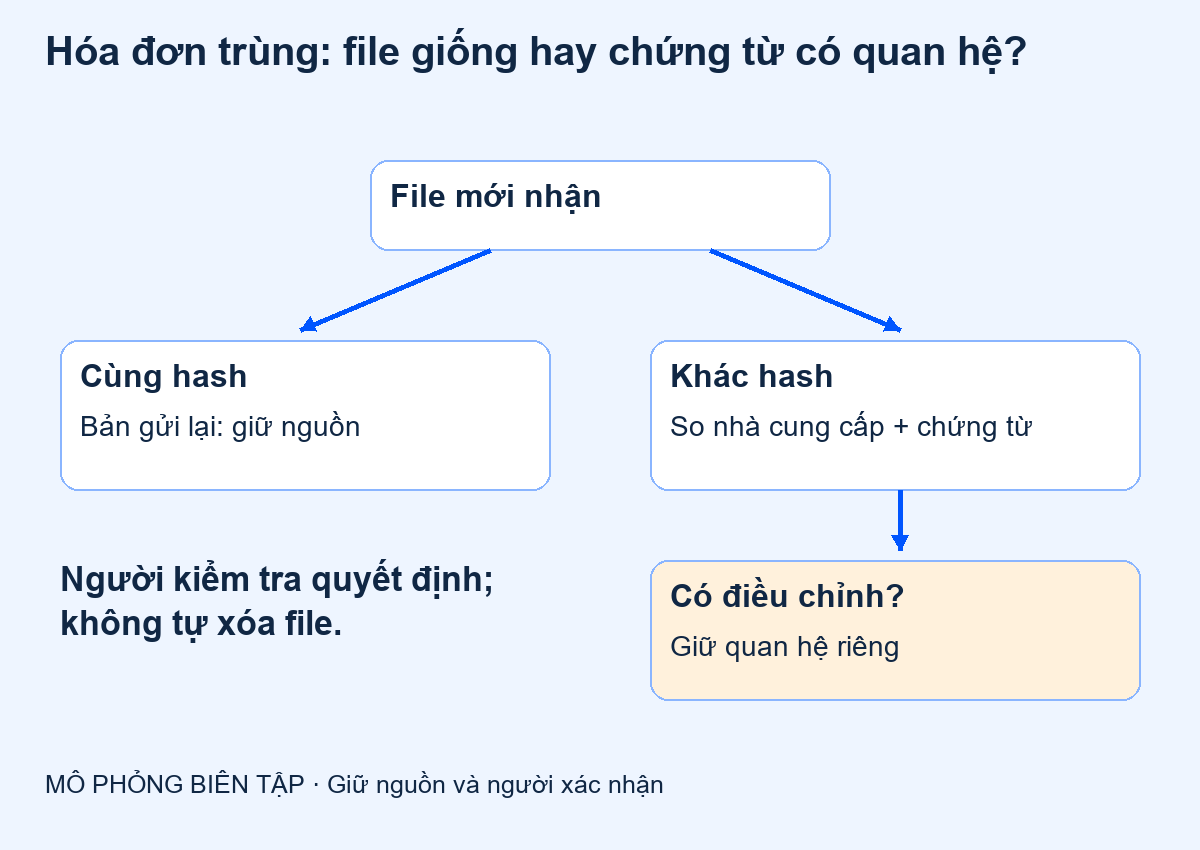 Hóa đơn trùng: file giống hay chứng từ có quan hệ?