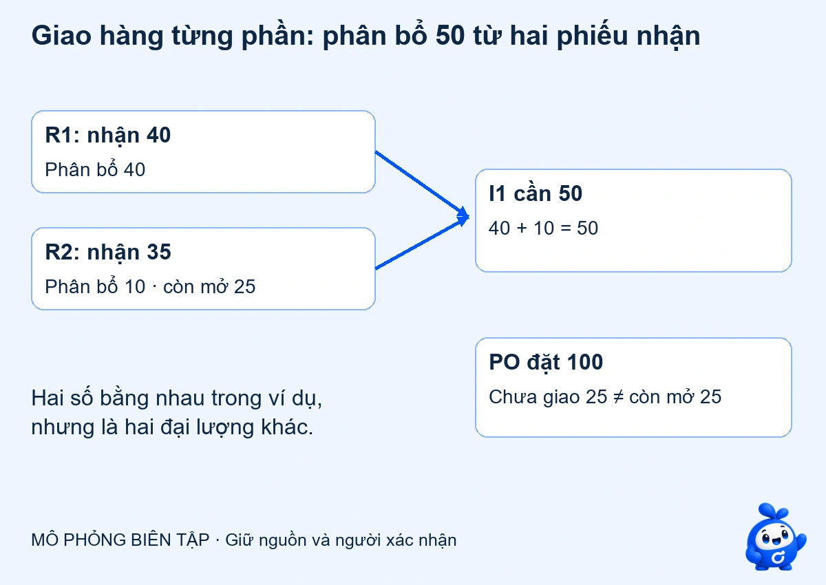 AI đối chiếu giao hàng từng phần: giữ số lượng đã phân bổ rõ ràng