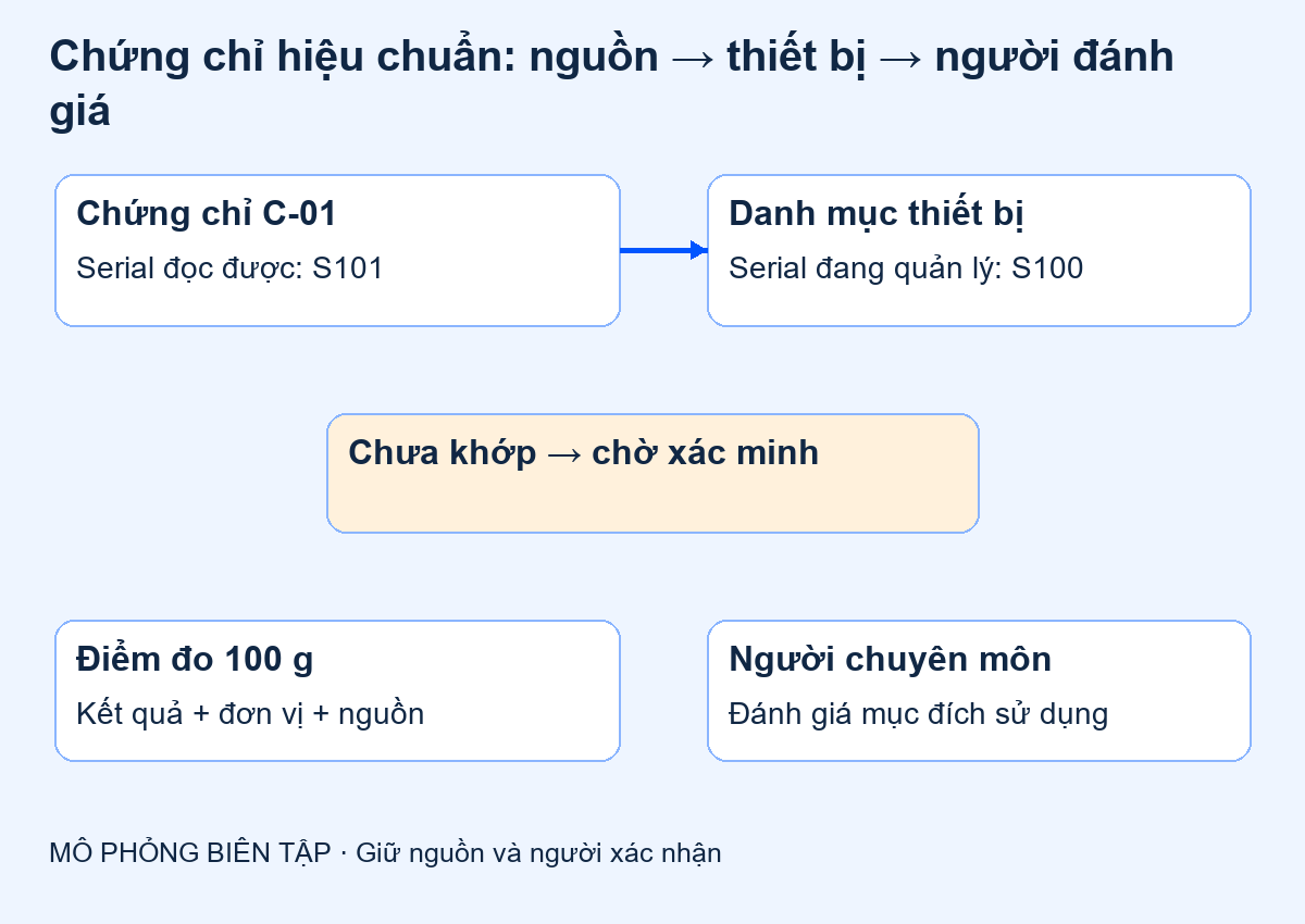 Chứng chỉ hiệu chuẩn: nguồn → thiết bị → người đánh giá