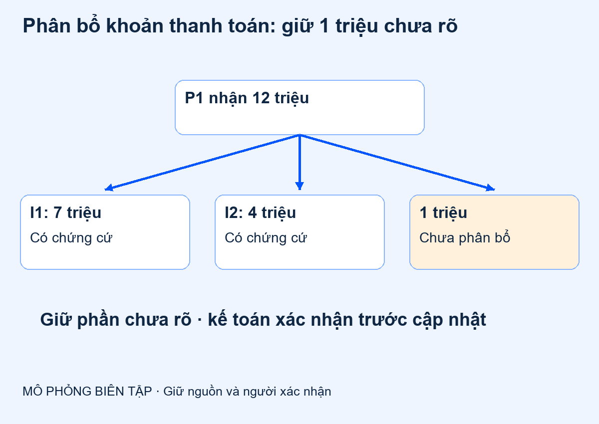 Phân bổ khoản thanh toán: giữ 1 triệu chưa rõ
