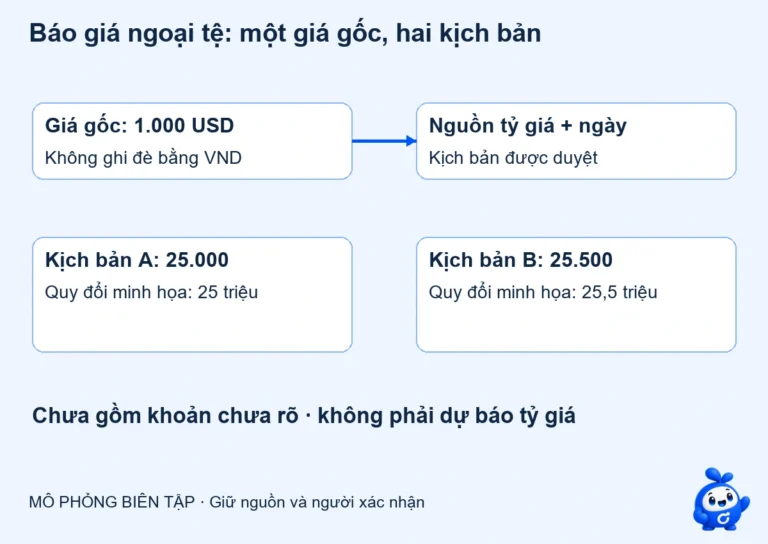 AI so sánh báo giá ngoại tệ: giữ giá gốc và ngày tỷ giá