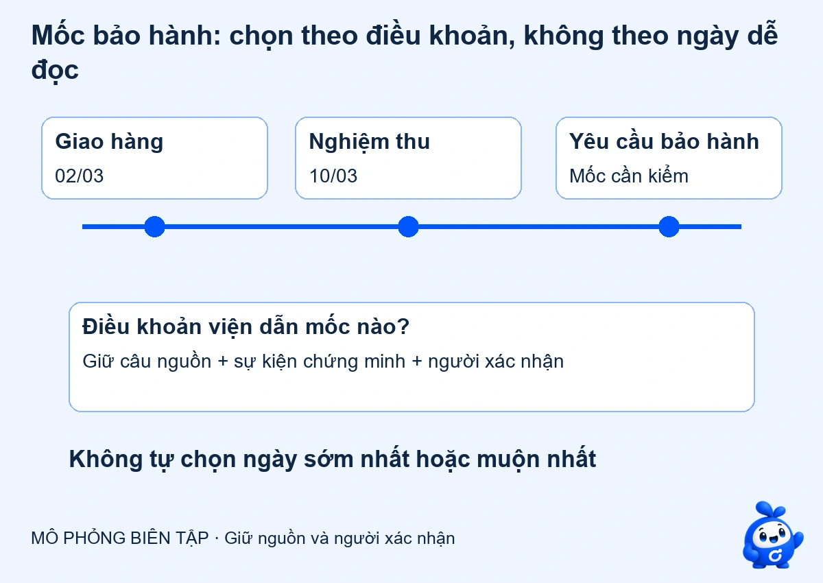 AI xác định mốc bảo hành: giữ điều khoản và chứng cứ sự kiện