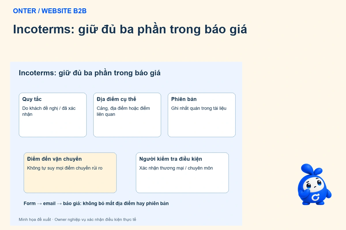 Incoterms trong báo giá B2B: ghi rõ quy tắc và địa điểm
