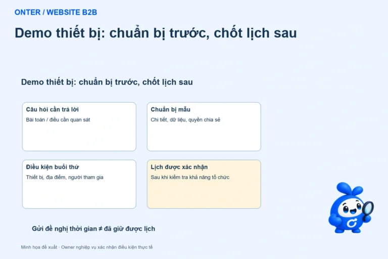 Đặt lịch demo thiết bị: chuẩn bị bài toán trước khi chốt buổi thử