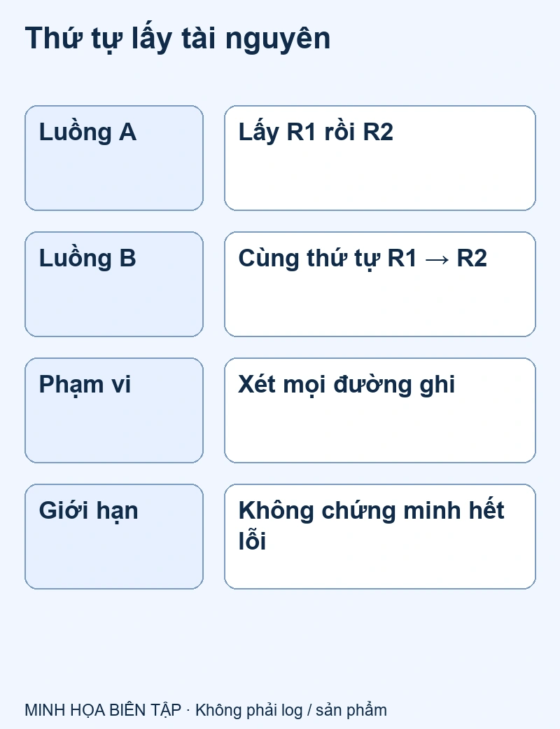 Hai giao dịch cùng lấy hàng1 trước hàng2 để tránh vòng minh họa