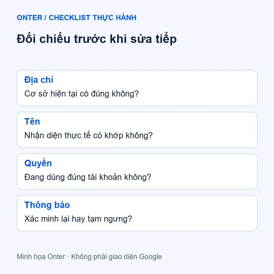 Đối chiếu trước khi sửa tiếp