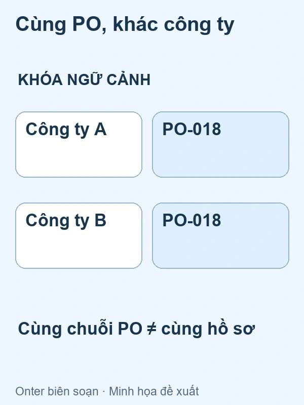 Hai công ty giả định có cùng chuỗi PO nhưng là hai hồ sơ khác nhau