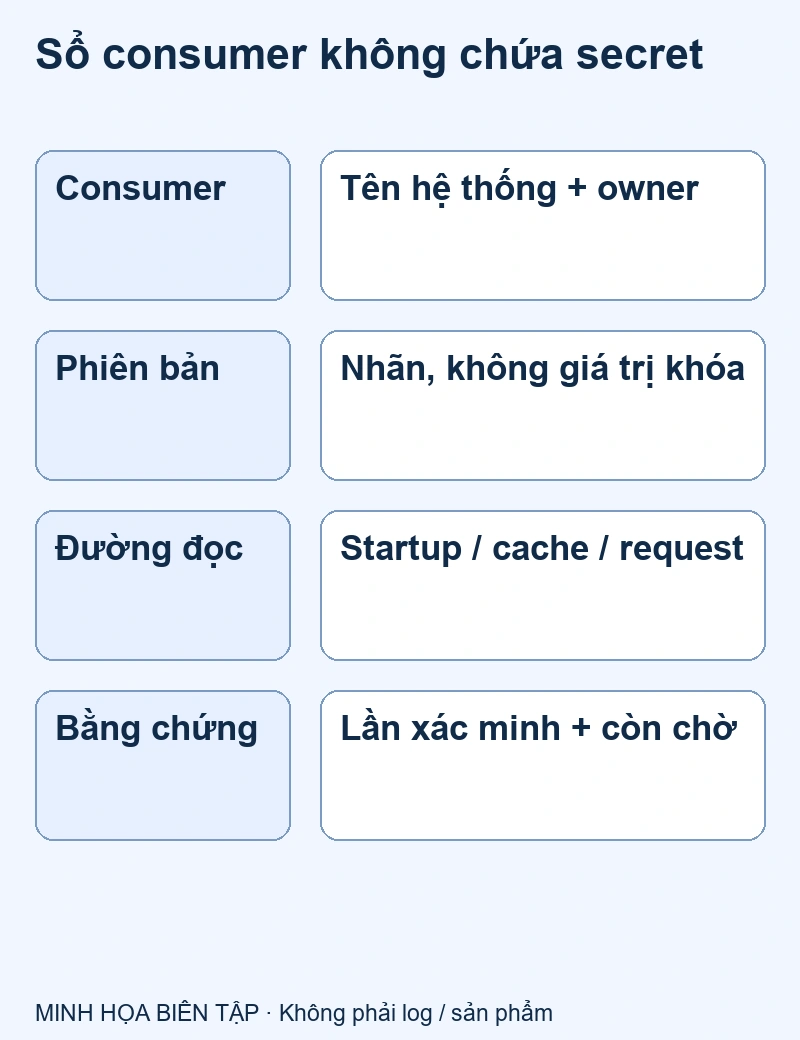 Tên bên dùng, phiên bản, owner, lần xác minh và trạng thái