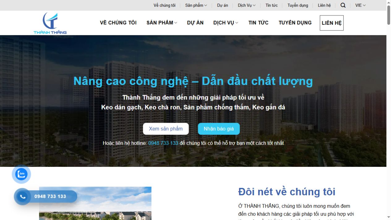 Giao diện Thành Thắng JSC